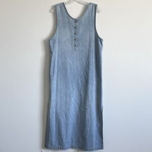 VTG Marsh Landing Denim Jumper Dress Women M USA Farm Country Utility Cottage